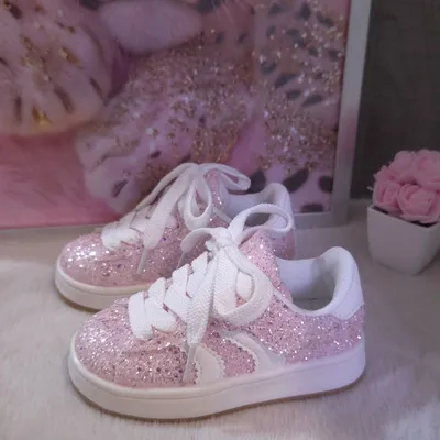 Baskets filles rose pailletées taille 25